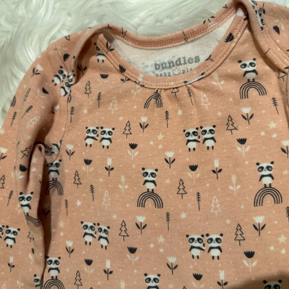 The Children’s Place Baby Girl Pink Panda Long Sleeve Bodysuit Size 6-9 Months - Picture 2 of 5